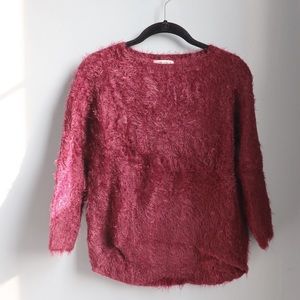 Zara Girls fuzzy burgundy sweater